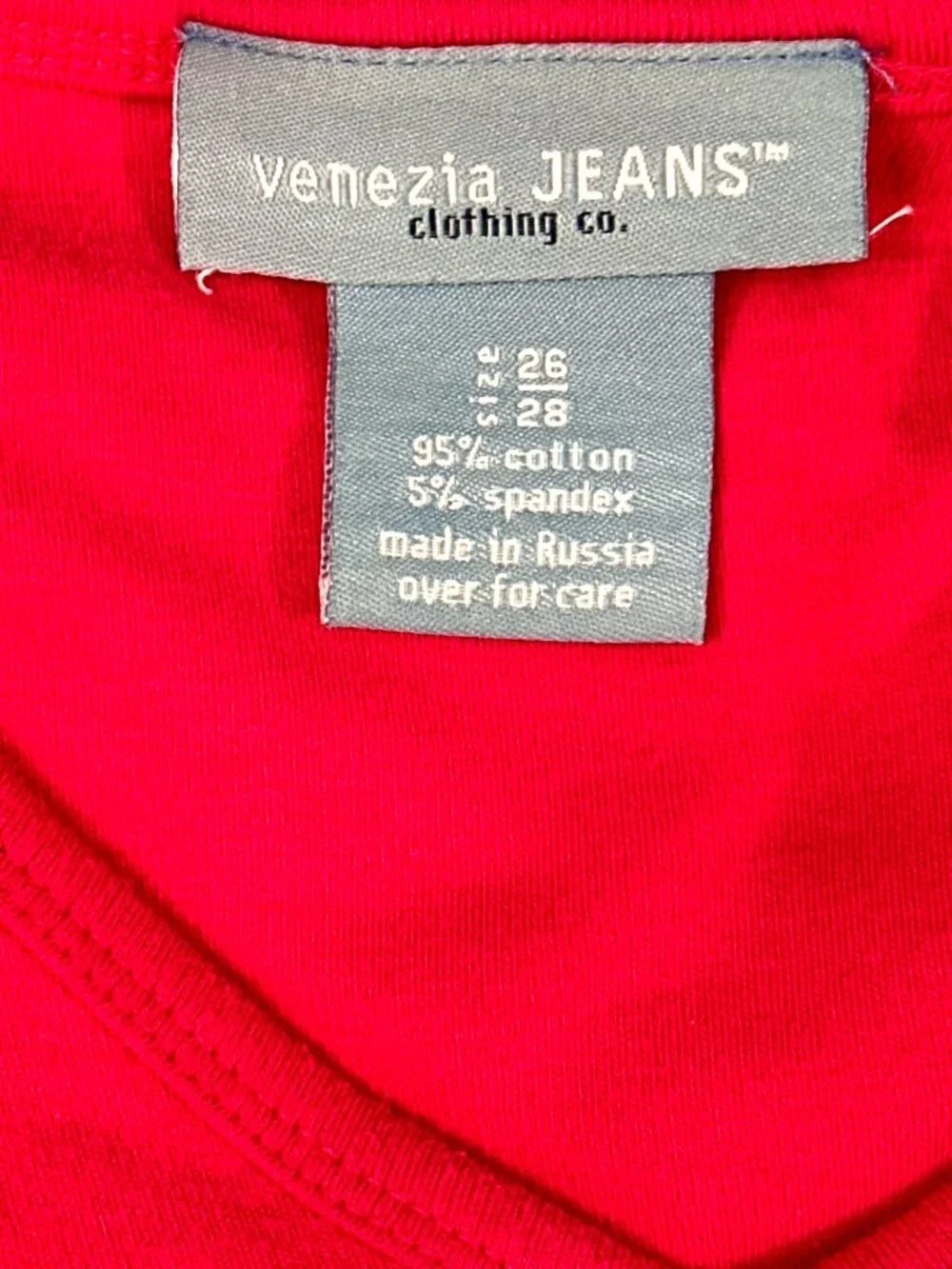 Venezia Jeans Size 26 28 Pink V Neck Short Sleeve Tee Stretch Casual Y2K Resort - Picture 5 of 8